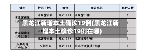 黑龙江新增本土确诊19例(黑龙江新增本土确诊19例在哪)