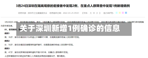 关于深圳新增1例确诊的信息