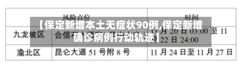 【保定新增本土无症状90例,保定新增确诊病例行动轨迹】