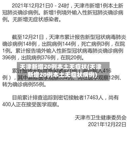天津新增20例本土无症状(天津新增20例本土无症状病例)