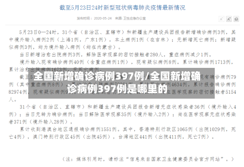 全国新增确诊病例397例/全国新增确诊病例397例是哪里的-第2张图片