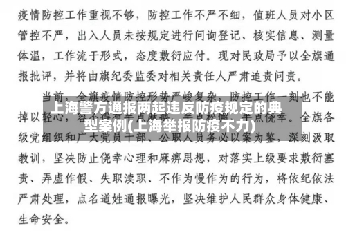 上海警方通报两起违反防疫规定的典型案例(上海举报防疫不力)-第2张图片