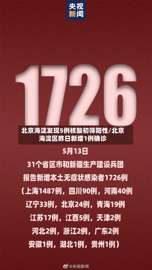 北京海淀发现5例核酸初筛阳性/北京海淀区昨日新增1例确诊